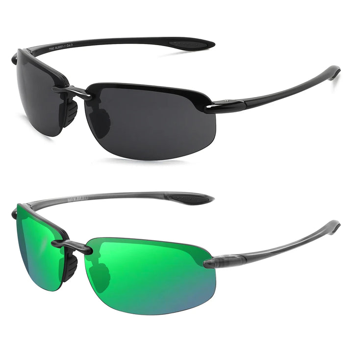 Black Green 2-Pack Rimless Sunglasses front view