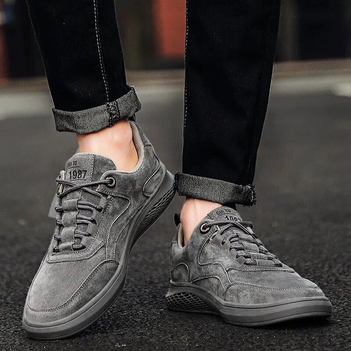 Grey Genuine Suede Casual Sneakers