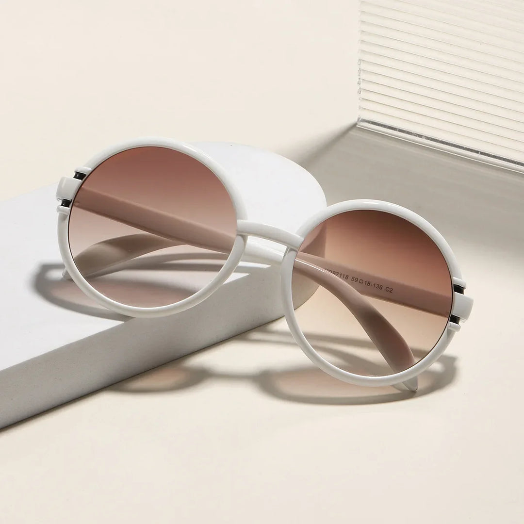 Oversized Round Plastic-Frame Sunglasses