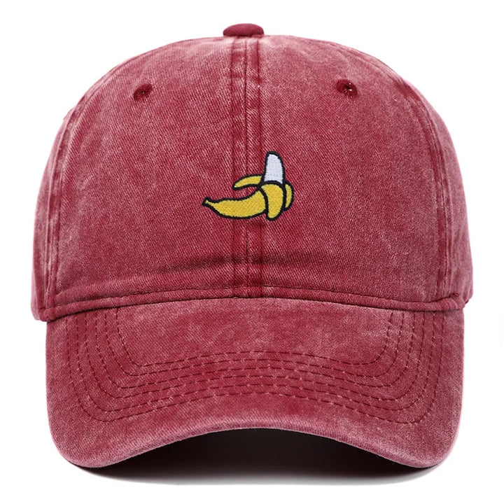 Burgundy Washed Cotton Banana Dad Cap front view