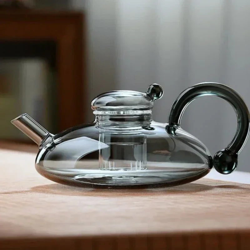 Heat-Resistant Glass Teapot Set on wood table