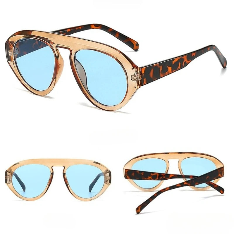 Champagne Blue Y2K Pilot Sunglasses front view