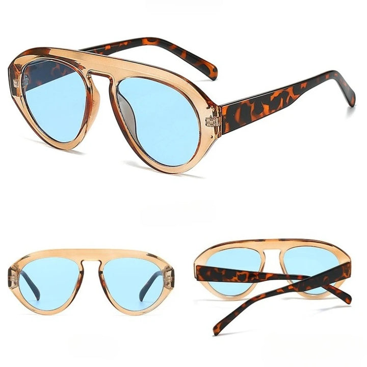 Champagne Blue Y2K Pilot Sunglasses front view