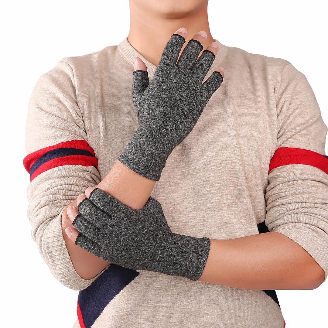 Gray Compression Support Gloves front view