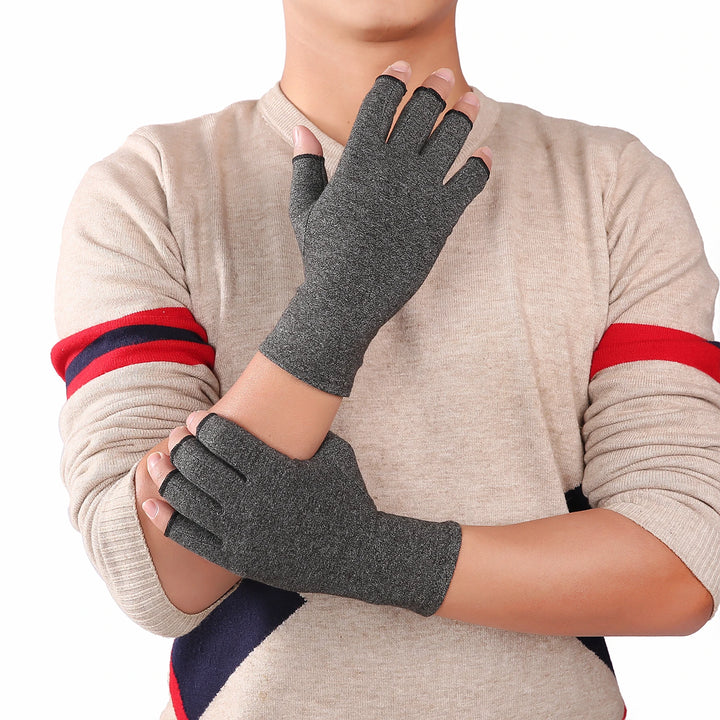 Gray Compression Support Gloves front view