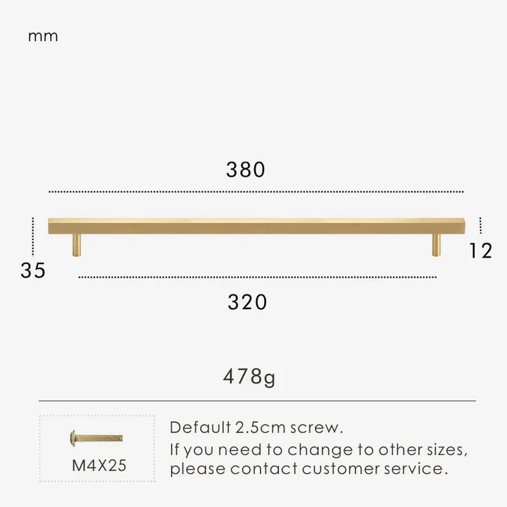Brushed Brass Square Pull Handle 320/380mm size