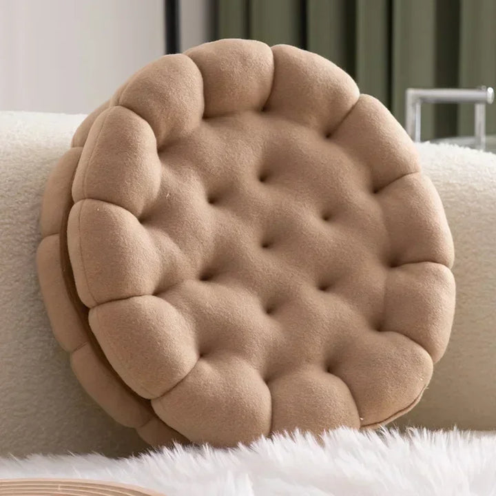 Beige Sandwich Cookie Floor Pillow front view