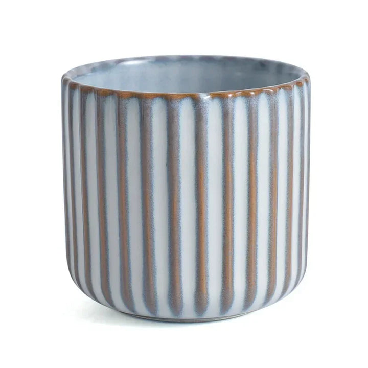 White Ribbed Glazed Porcelain Mugs – Lifestyle View