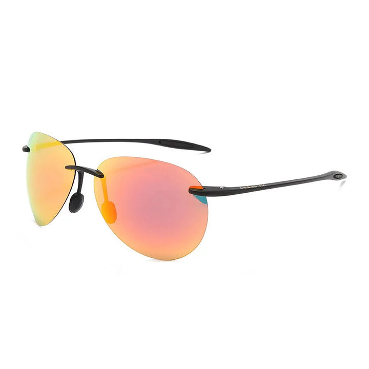 Rimless Aviator Polarized Sunglasses temple hinge detail