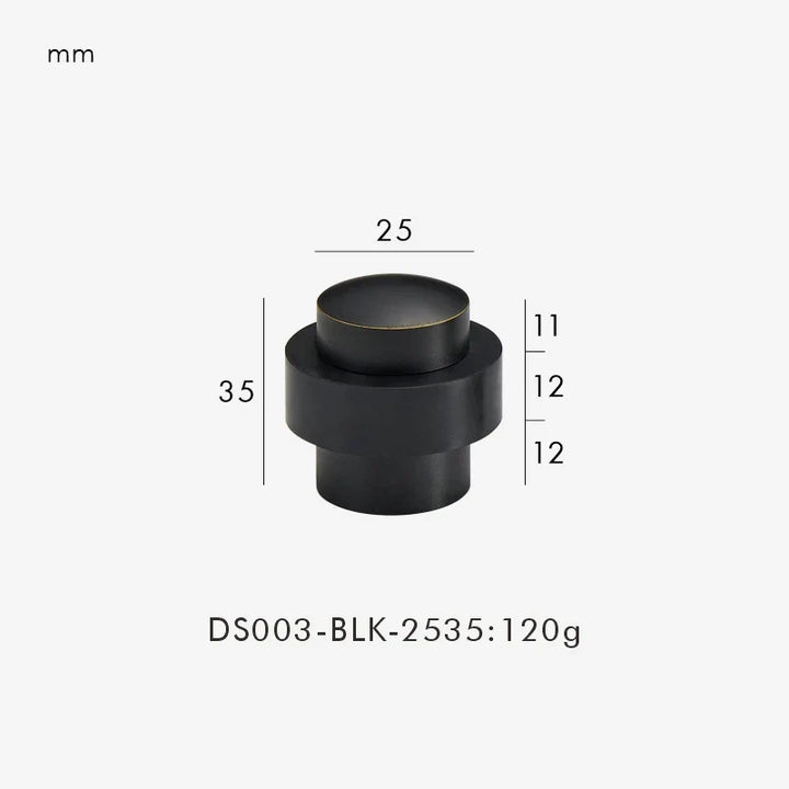 Black Weighted Brass Door Stopper front view