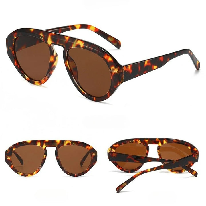 Leopard Tea Y2K Pilot Sunglasses lens detail