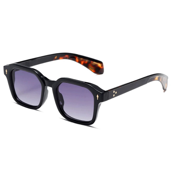 Gradient grey Retro Rivet-Trim Square Shades front view
