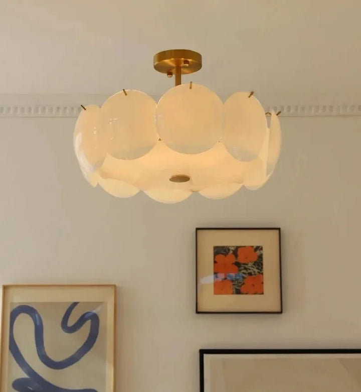 Large Layered Glass Disc Pendant Light – Detail View