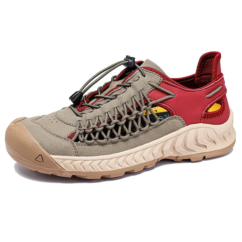 Grey Red Suede-Mesh Water Shoes side view