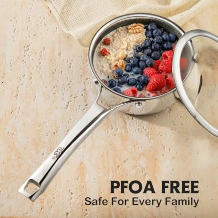 Non-Stick Stainless Steel Cookware Set saucepan detail