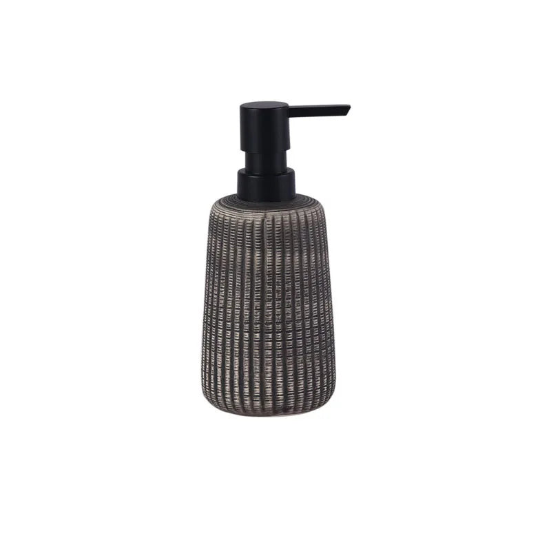 Gray Ceramic Soap Dispenser Jar side view