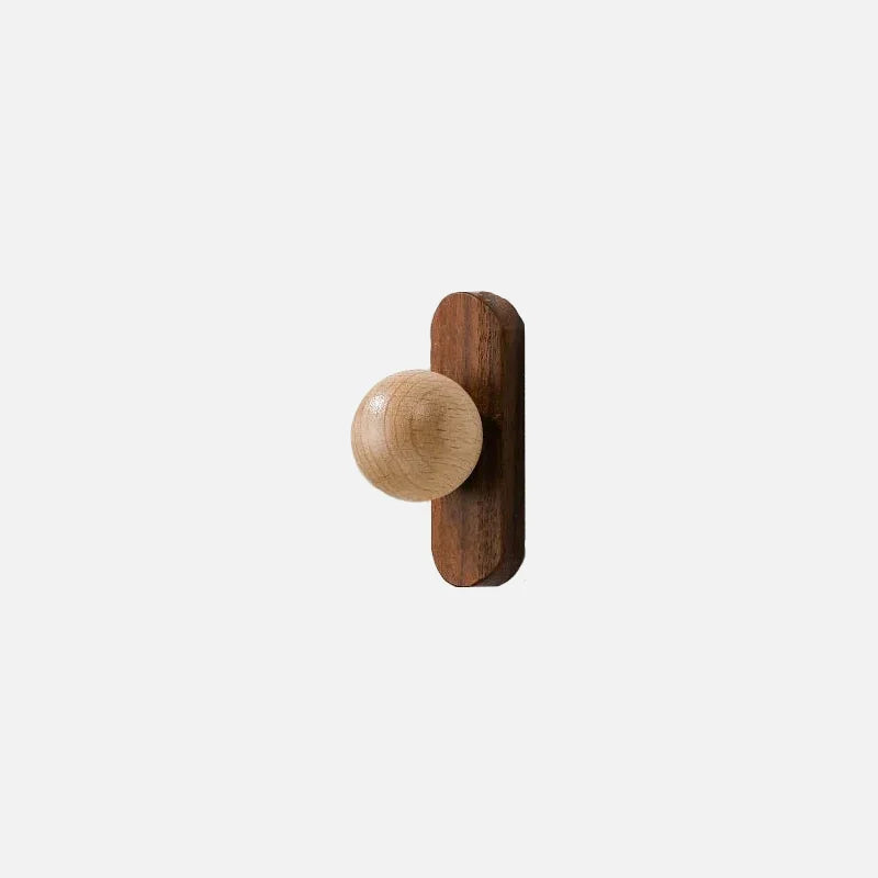 Walnut and Beech two-tone Hemisphere Cabinet Wood Pull short knob