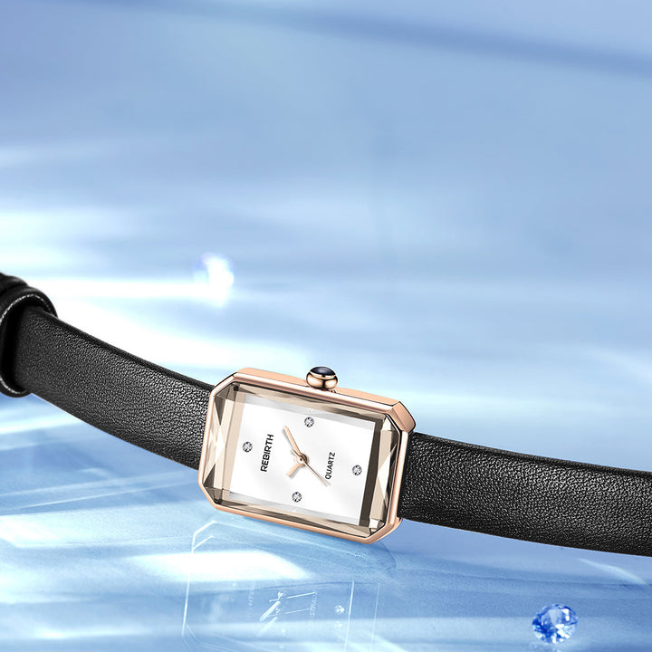 Chocolate Brown Polished Alloy Rectangular Watch