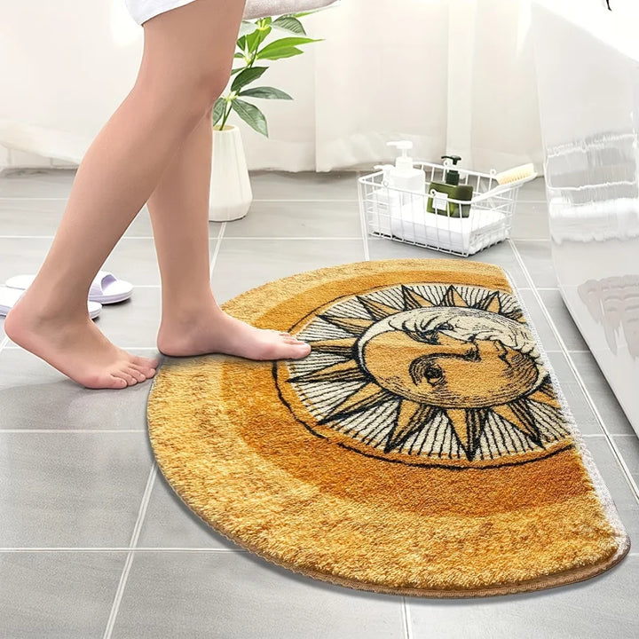Golden Hand-Tufted Bath Rug high pile texture detail