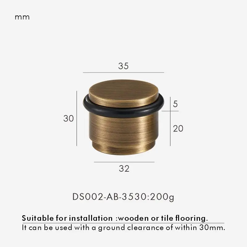 Black Reinforced Solid Brass Door Stop