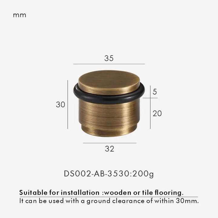 Black Reinforced Solid Brass Door Stop