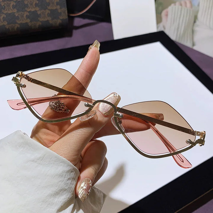 Polygonal Half-Frame Sunglasses