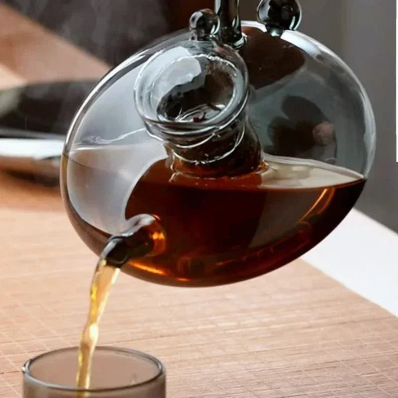 Heat-Resistant Glass Teapot Set pouring tea detail