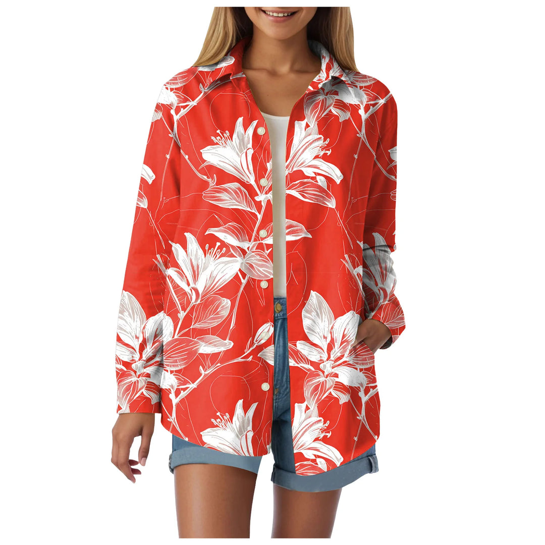 Cotton Tropical Print Shirt fabric texture detail
