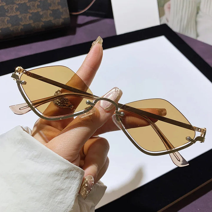 Polygonal Half-Frame Sunglasses