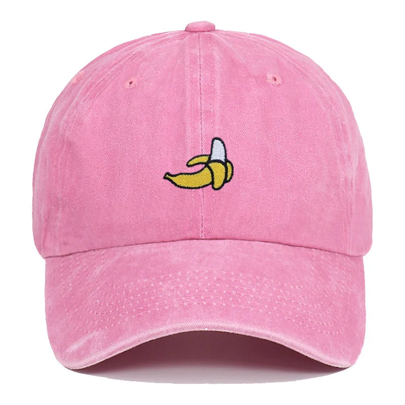 Pink Washed Cotton Banana Dad Cap front view