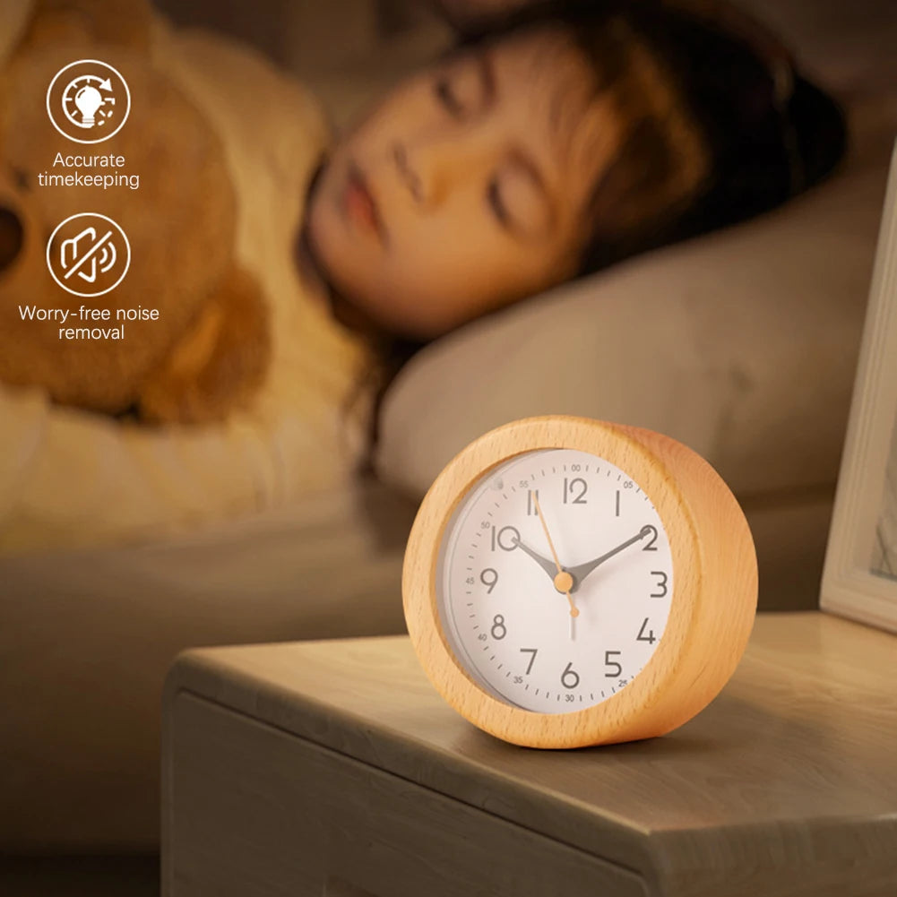 Wooden Analog Alarm Clock back view