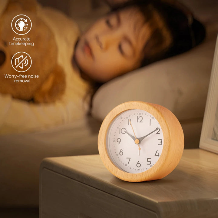 Wooden Analog Alarm Clock back view