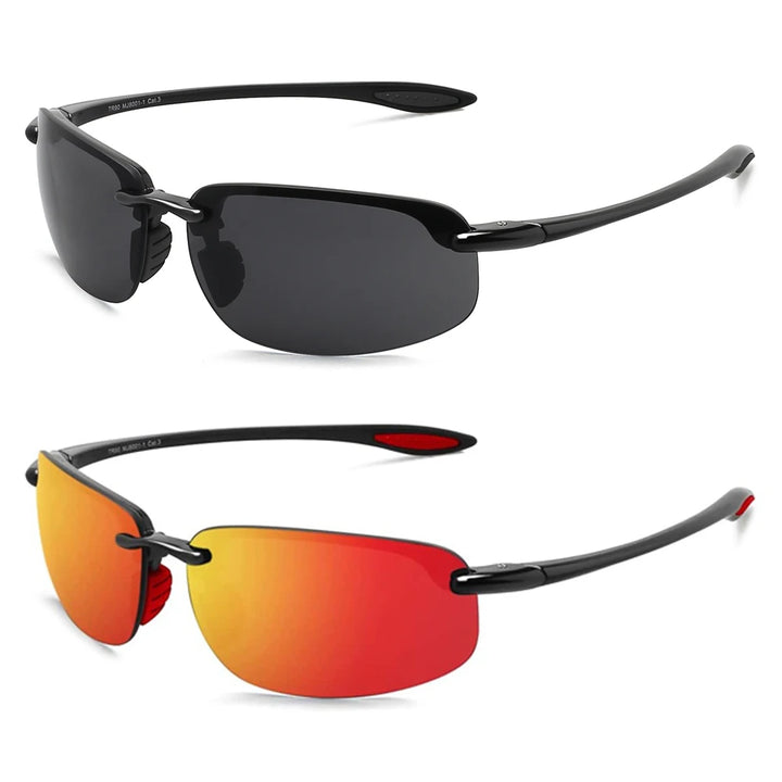Black Red 2-Pack Rimless Sunglasses front view