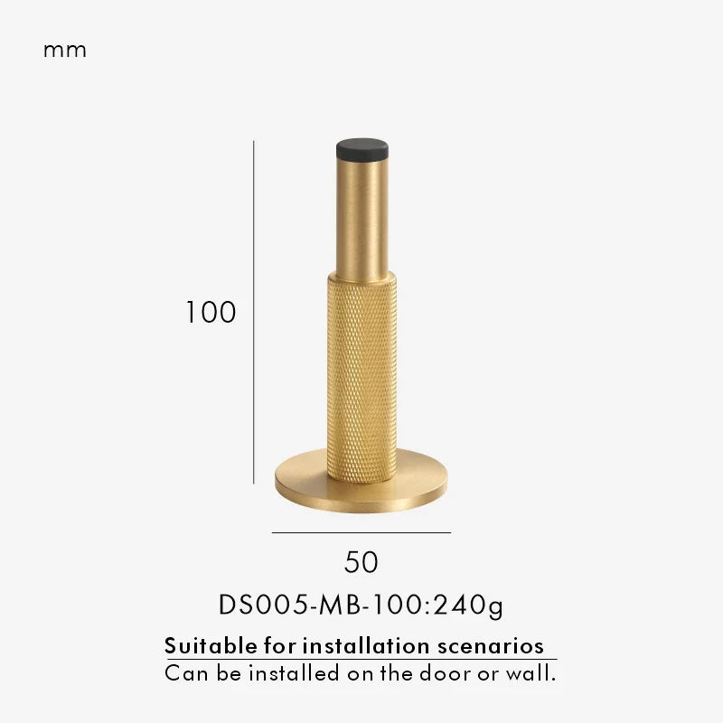 Brass Knurled Floor Door Stopper finish detail