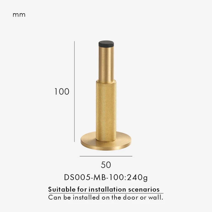 Brass Knurled Floor Door Stopper finish detail