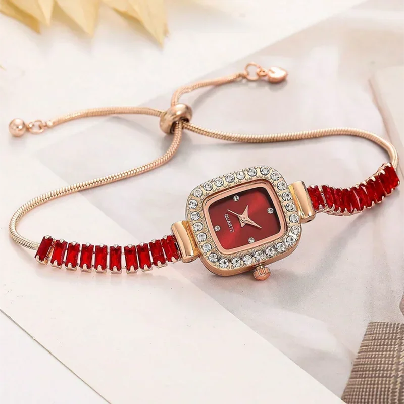 Zircon-Studded Bangle Quartz Watch