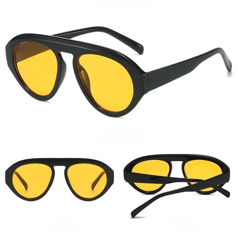 Black Yellow Y2K Pilot Sunglasses worn lifestyle