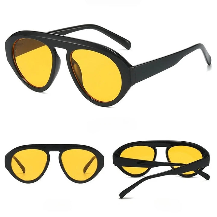 Black Yellow Y2K Pilot Sunglasses worn lifestyle