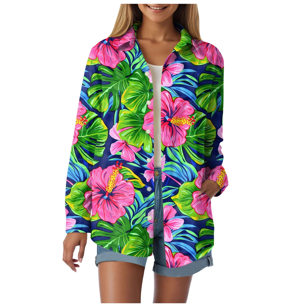 Cotton Tropical Print Shirt front view