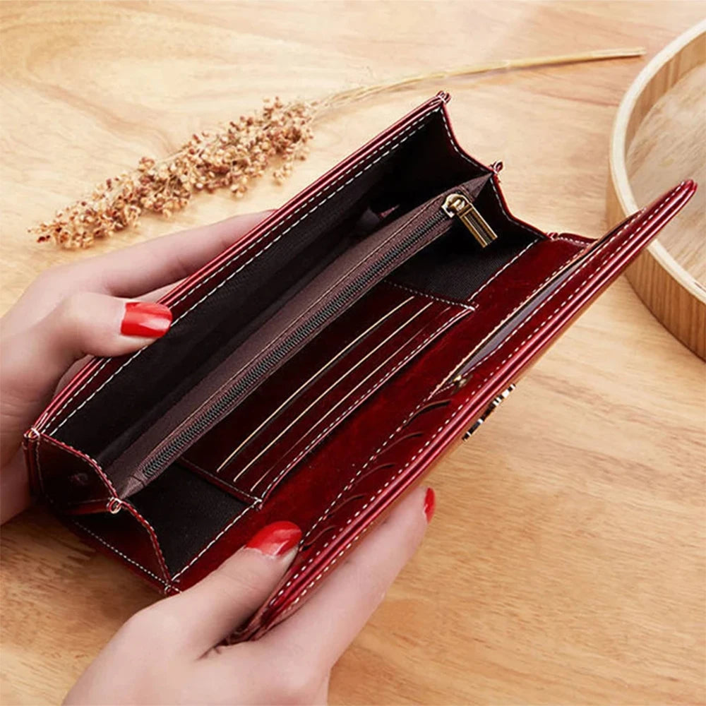 Gothic Moon Leather Long Wallet