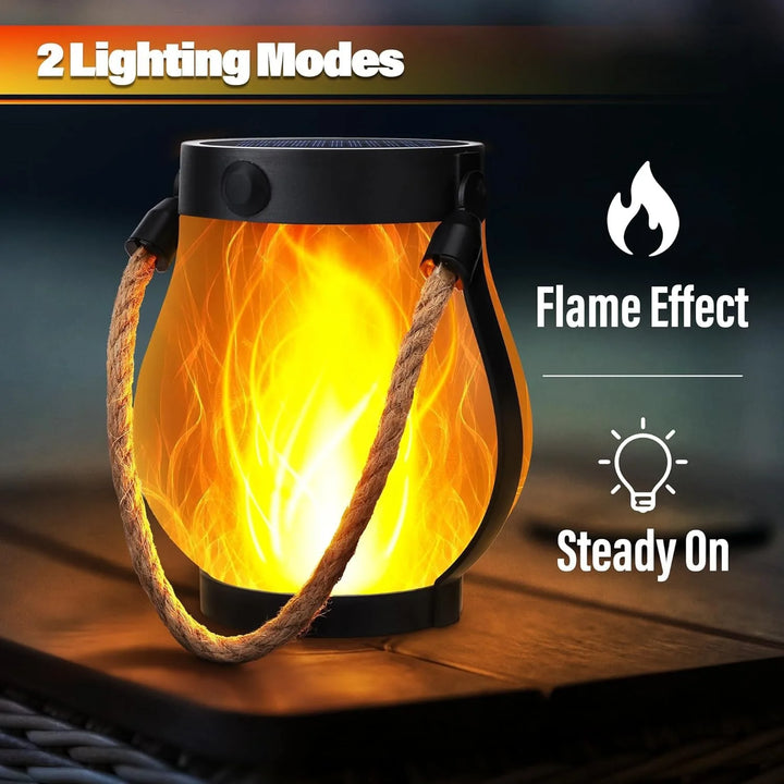 Flickering Flame Solar Rope Lantern in garden