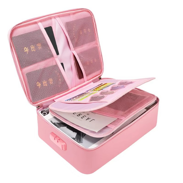 Pink Fireproof Document Safe, front view