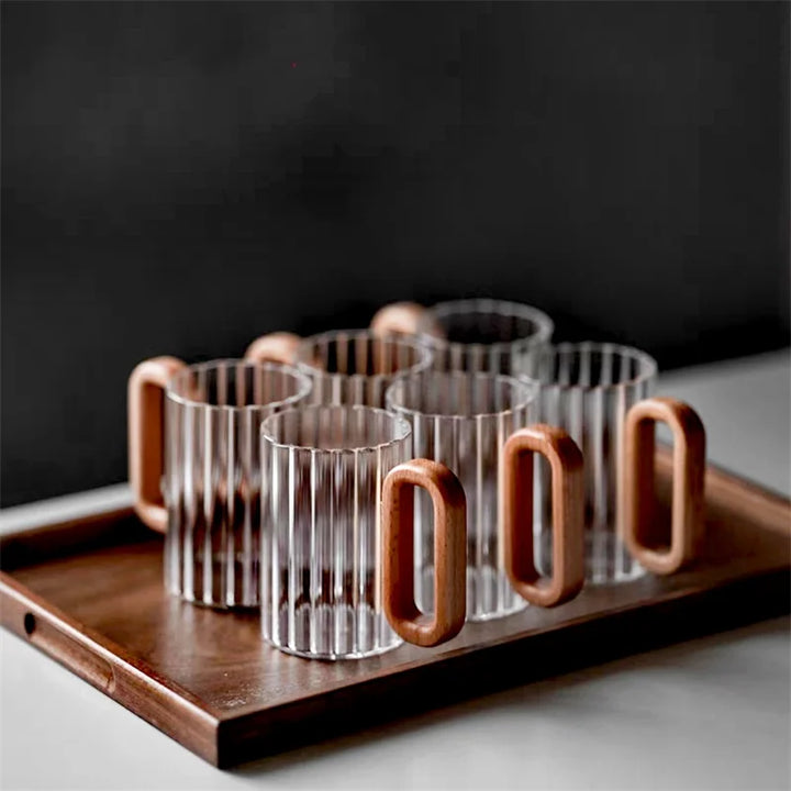 Ribbed Wood-Handle Borosilicate Mug lifestyle