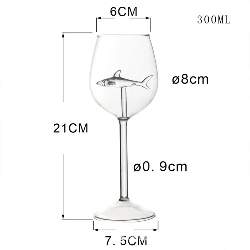Whimsical Shark Wine Glasses: 300ml Unique Transparent Cocktail Goblets for Parties