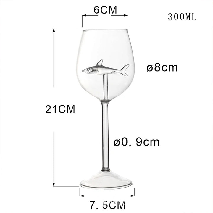 Whimsical Shark Wine Glasses: 300ml Unique Transparent Cocktail Goblets for Parties