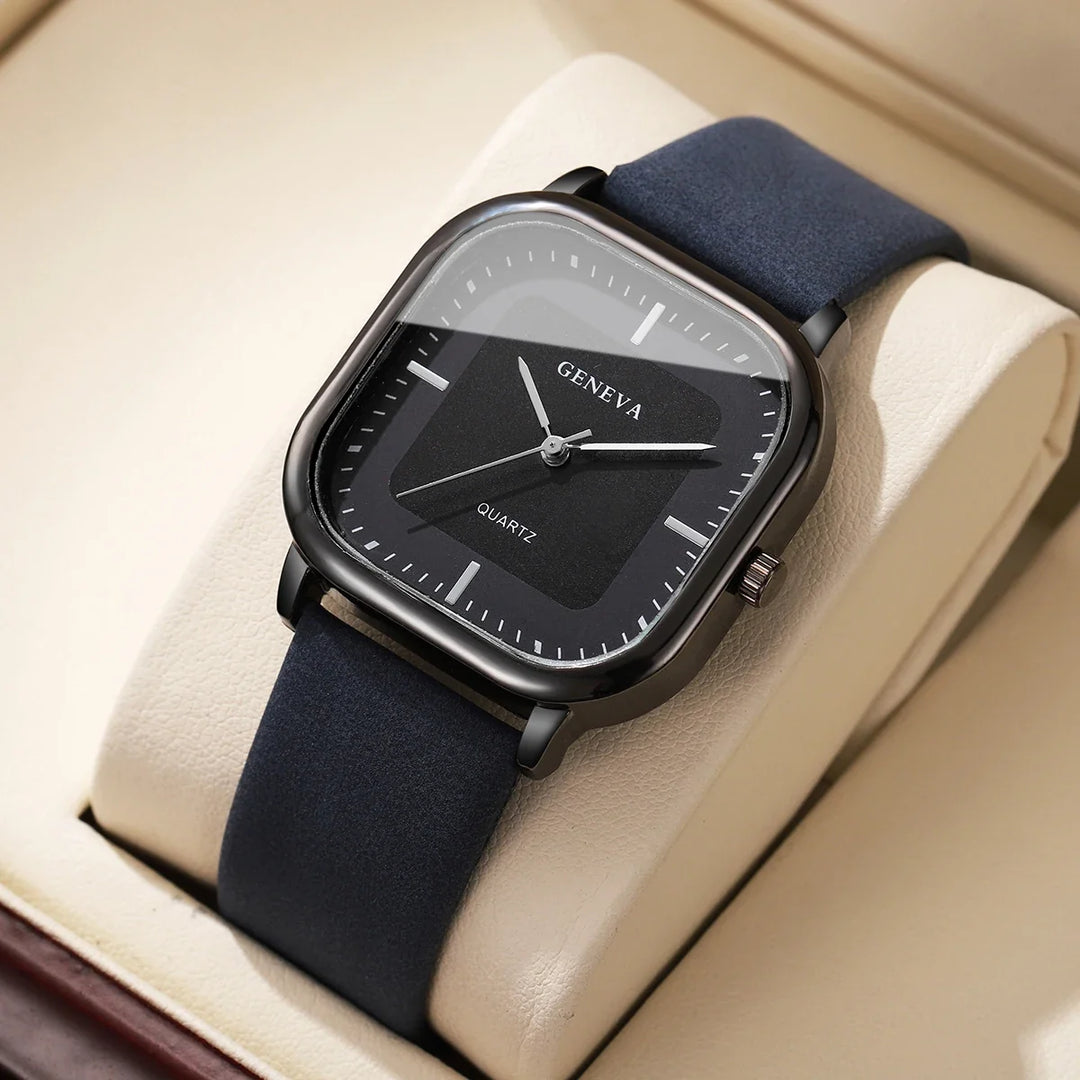 Brown Square Dial Alloy Leather Watch