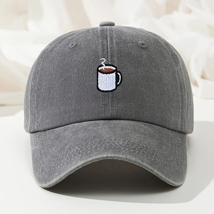 Gray Retro Washed Cotton Baseball Cap front view