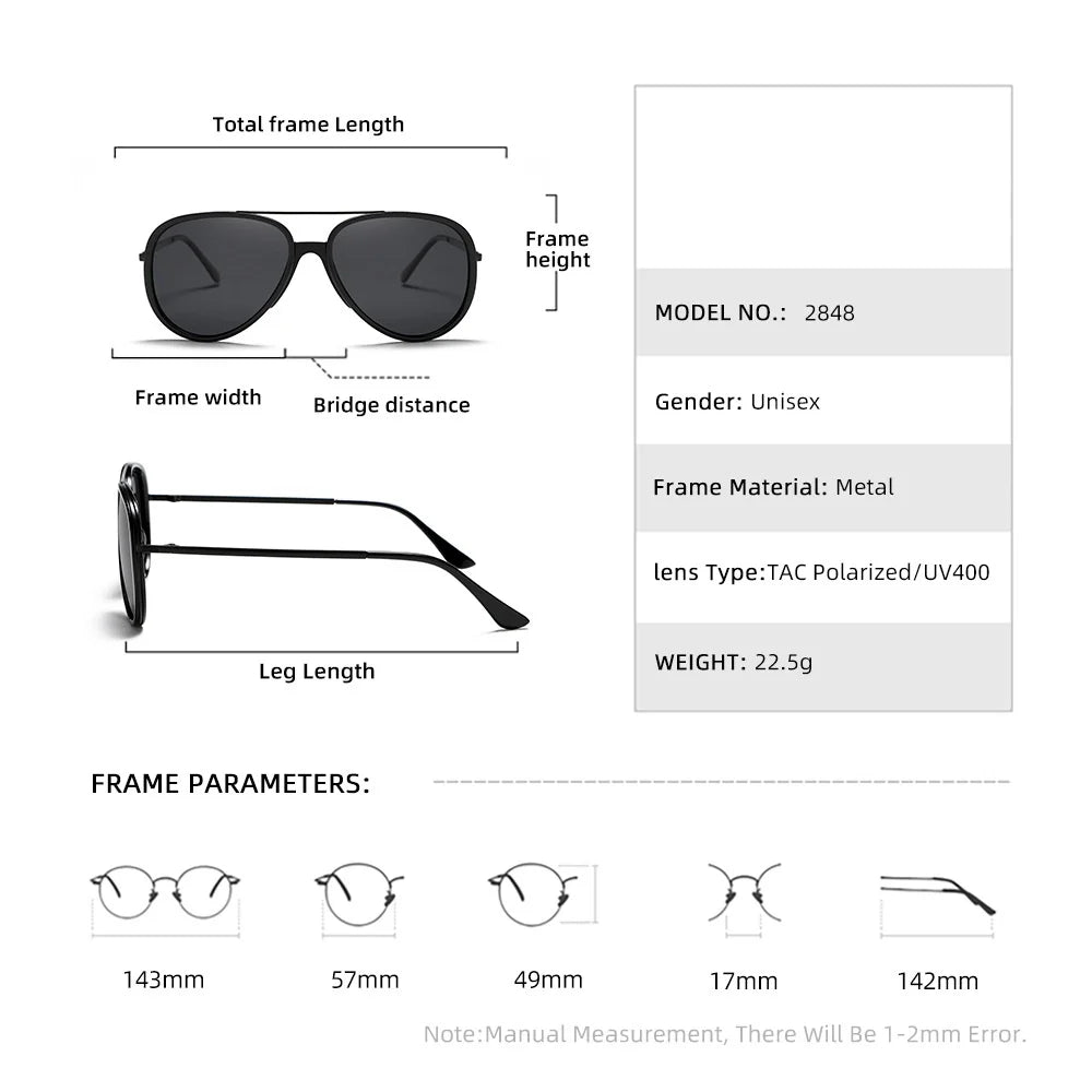 Alloy Frame Pilot Sunglasses case and packaging