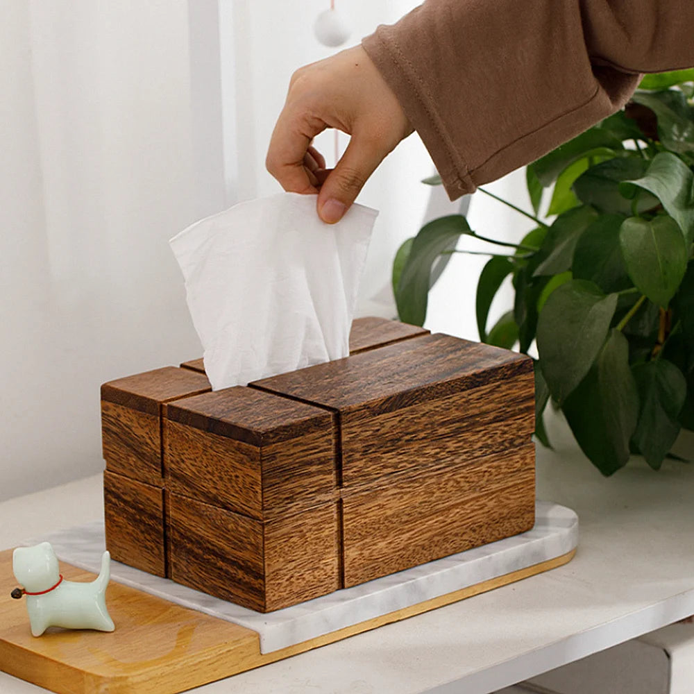 Black Walnut Wood Tissue Box lifestyle shot