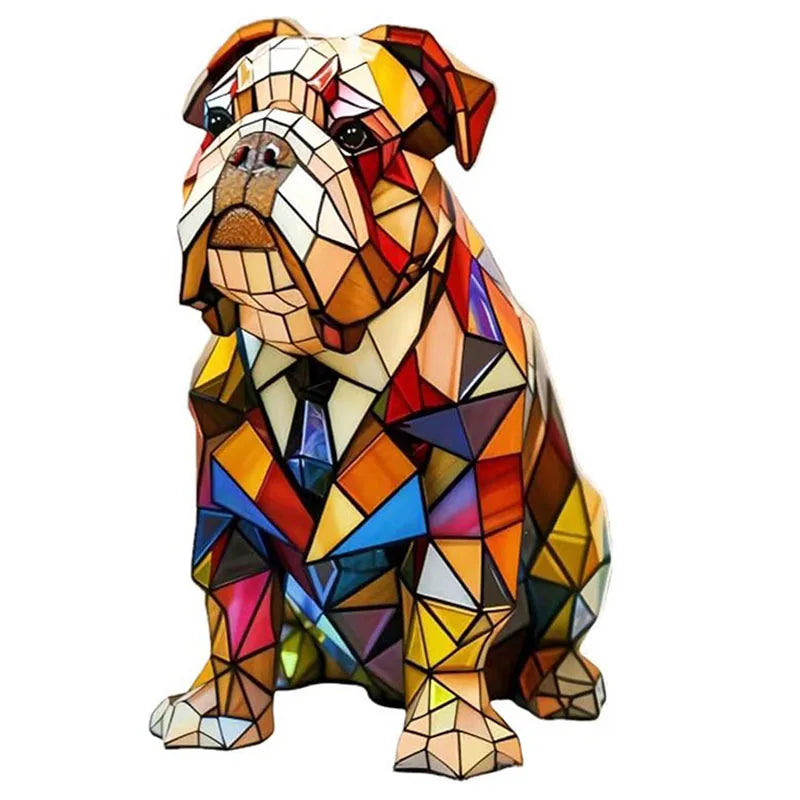 Charming Stained Glass Dog Table Lamp: Artistic Colorful Pet Design Lighting